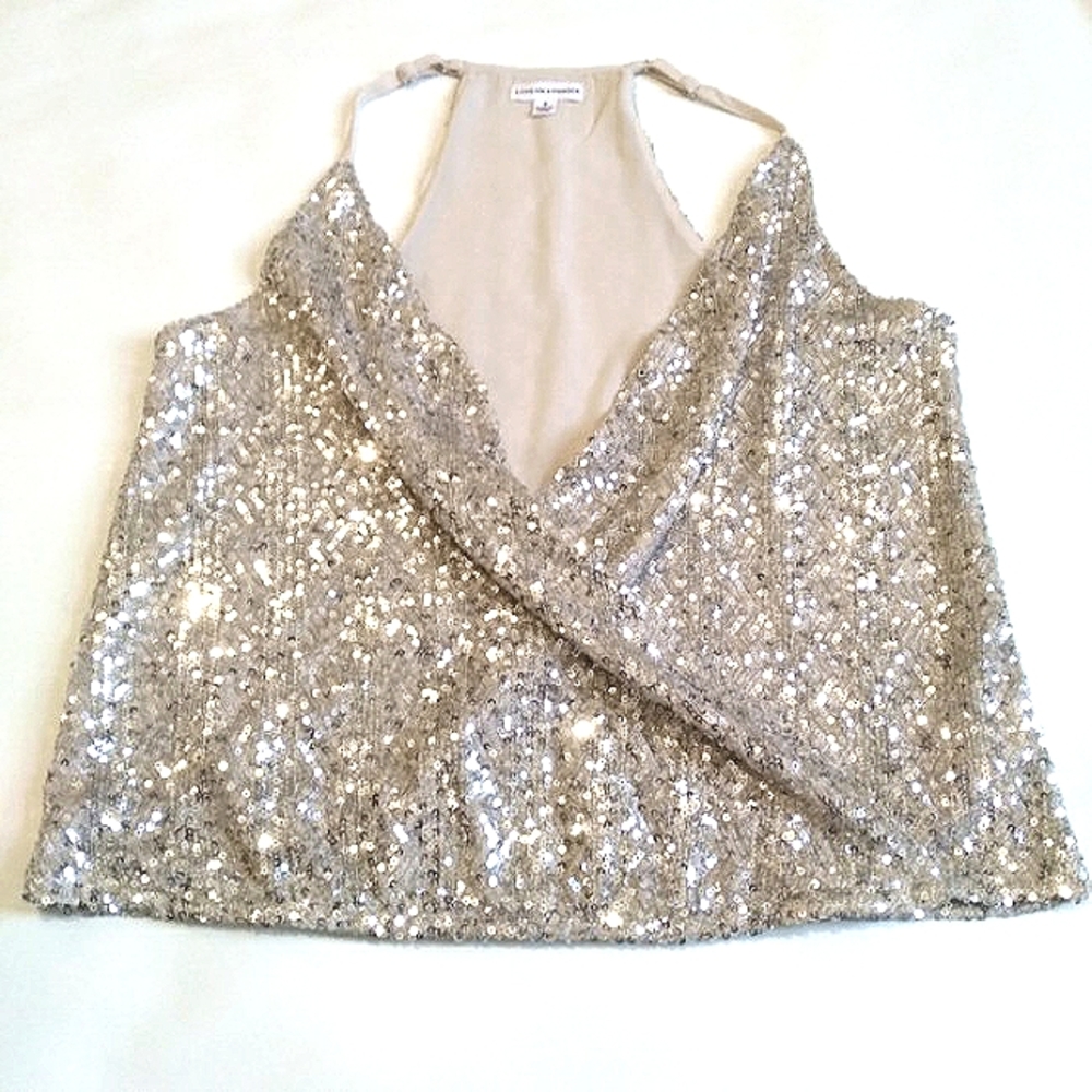 love on a hanger Silver Sequin V-Neck Camisole - Picture 5 of 15